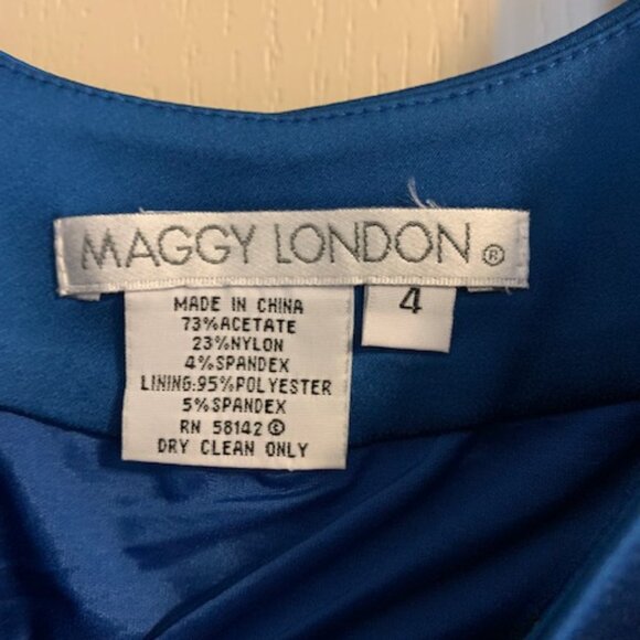 Maggy London Women's Size 4 Evening/Cocktail/Wedding Blue Side Zip Lined Dress - Picture 2 of 11